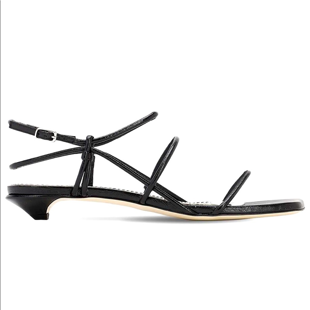 PROENZA SCHOULER *DESIGNER* White Lamb Leather Strappy Kitten Heel Sandals sz39